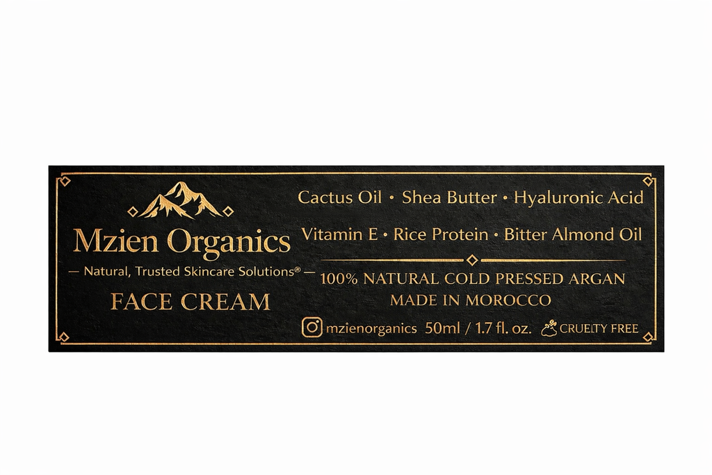 Mzïen Organics Moroccan Argan Face Cream – Hydrating Anti-Aging Moisturizer with Cactus Oil & Shea Butter (50ml)