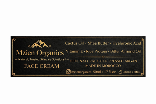 Mzïen Organics Moroccan Argan Face Cream – Hydrating Anti-Aging Moisturizer with Cactus Oil & Shea Butter (50ml)